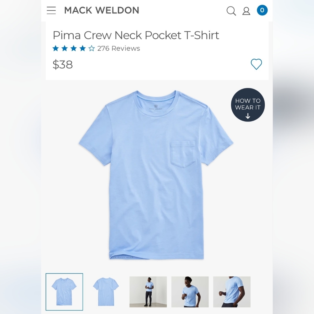 Mack Weldon Prima Crew Neck Pocket T-shirt 2/$50 1/$28